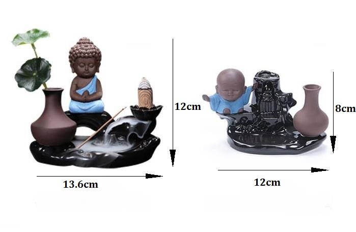 Little Monk Waterfall Incense Burner Backflow Buddha Incense Holder Censer Home Decor Buddhist Aroma Furnace