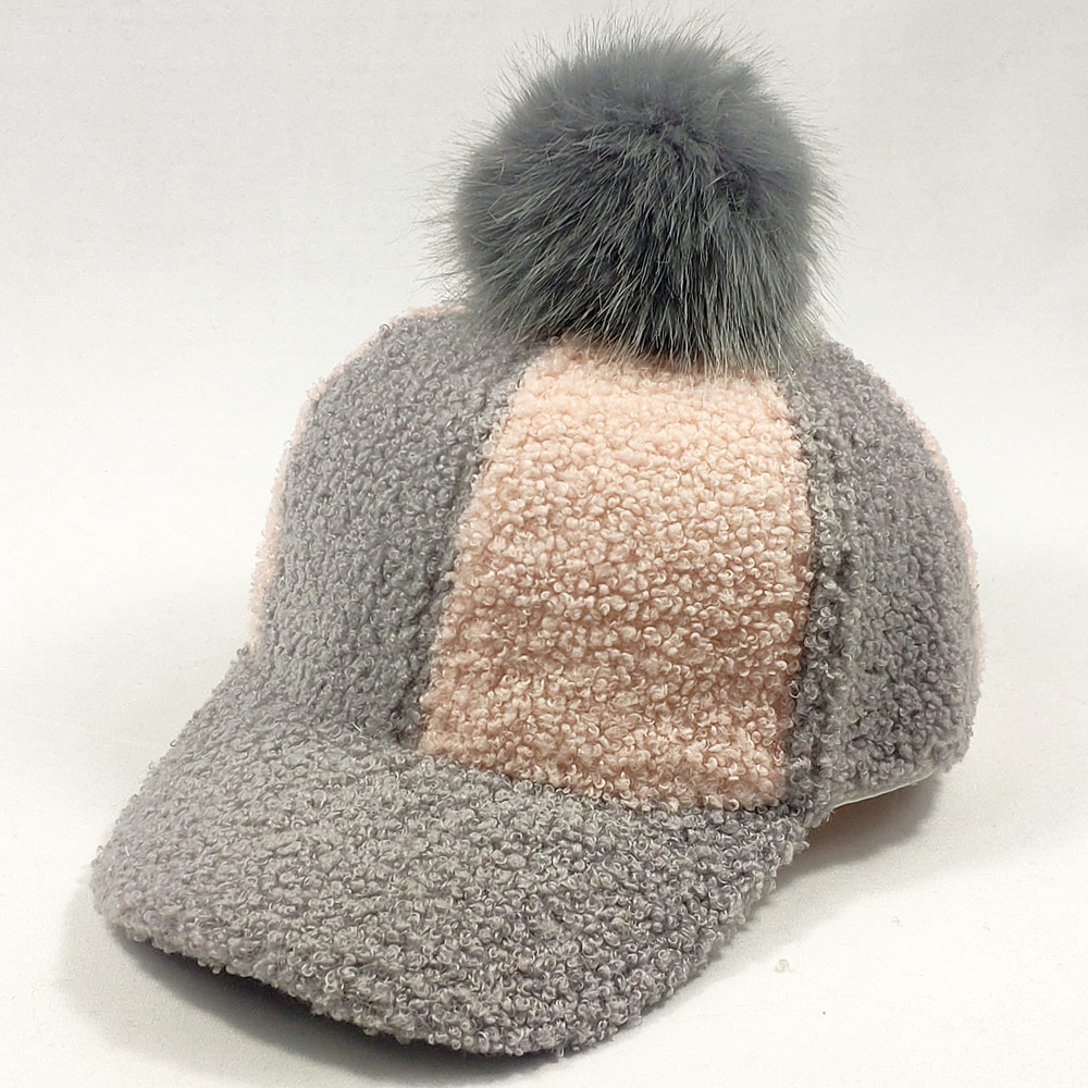 Höst vinter 2-8 år faux sammet barn baseball keps med pom justerbar varma barn snapback svart rosa grå