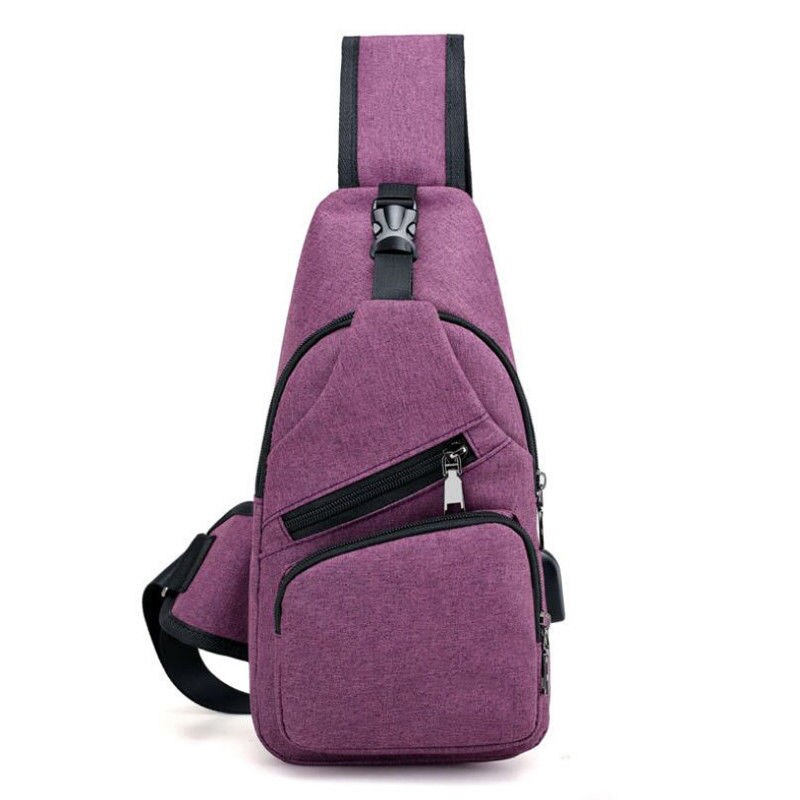 Nieuwste dames heren canvas tas sport borsttas usb oplaadbaar crossbody pure kleur schoudertas