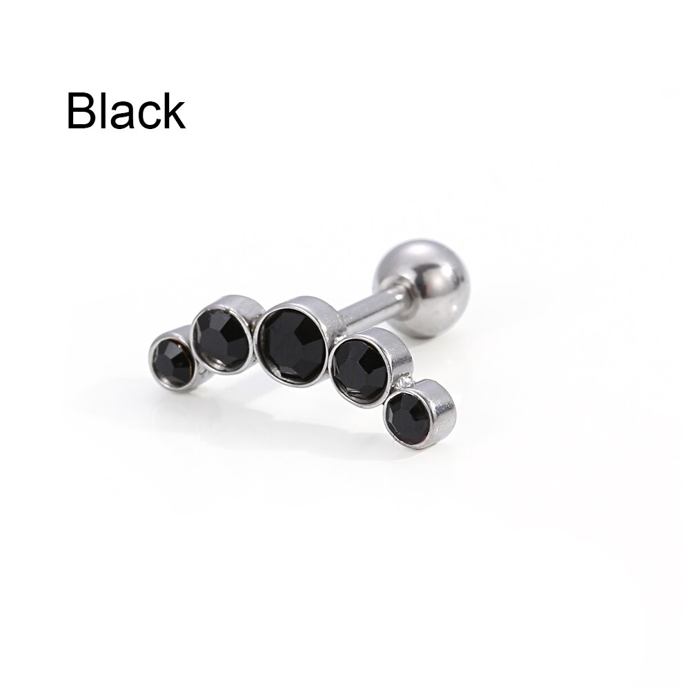 1 PC Cartilage Helix Tragus Stud Earrings Stainless Steel Bar Ear Nail Piercing Crystal WomenMen Body Jewelry Accessories