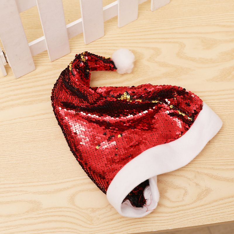 Skinnende pailletter sjove festhatte til voksne og børn christmas xmas santa hat cap til juleåret festivalfest