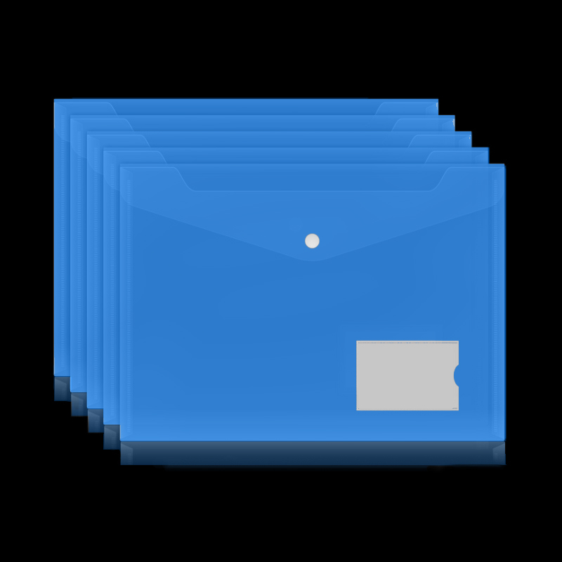 5Pcs A5 Poly Envelop Map Met Drukknoop Clear Waterdichte Plastic Document Protector Voor School Home Office Organisatie: A5-Blue