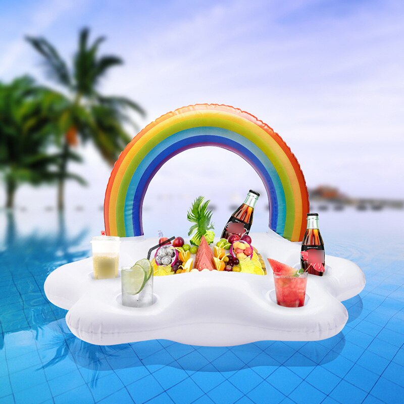 Opblaasbare Bekerhouder Float Bier Drinken Koeler Water Tray Ice Bar Speelgoed Zwembad Party Beach Supplies Rainbow Cloud Fruit Onderzetters