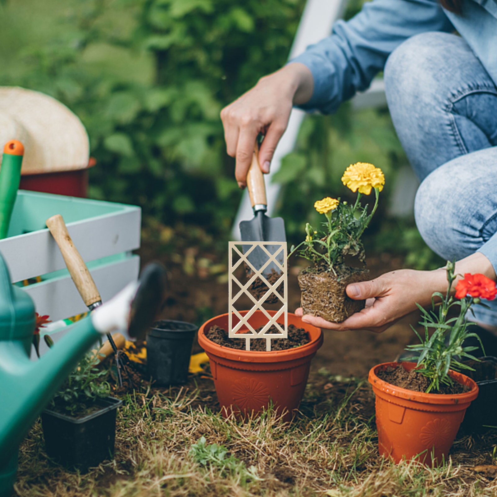 Small Potted Plant Trellis for Indoor Outdoor Garden Decoration Wooden Potted Plants Flowers Vines Climbing Training