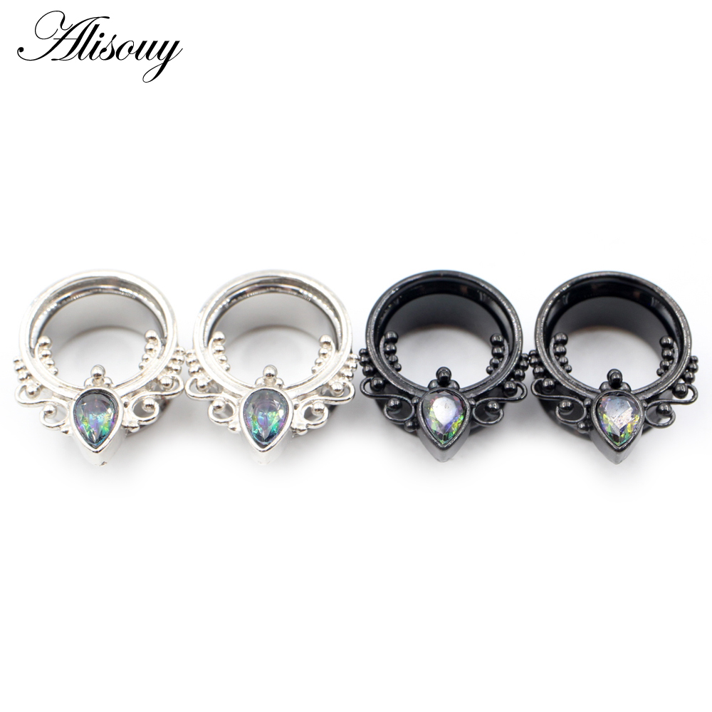 Alisouy 2PC Ear Piercing Plugs Tunnels Expanders Body Jewelry Gauges Studs Stretcher Earrings Jewelry 0G 00G