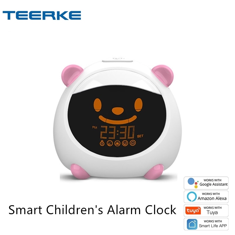 Wifi slimme kinderwekker slaaptrainer klok licht geluid expressie smart life tuya app spraakbesturing met alexa google home