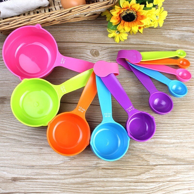 5Pc/10Pc Set Plastic Kleurrijke Maatlepels Suiker Taart Keuken Accessoires Koken Bakken Tools S L size Maatlepels: Large and Small 10PC