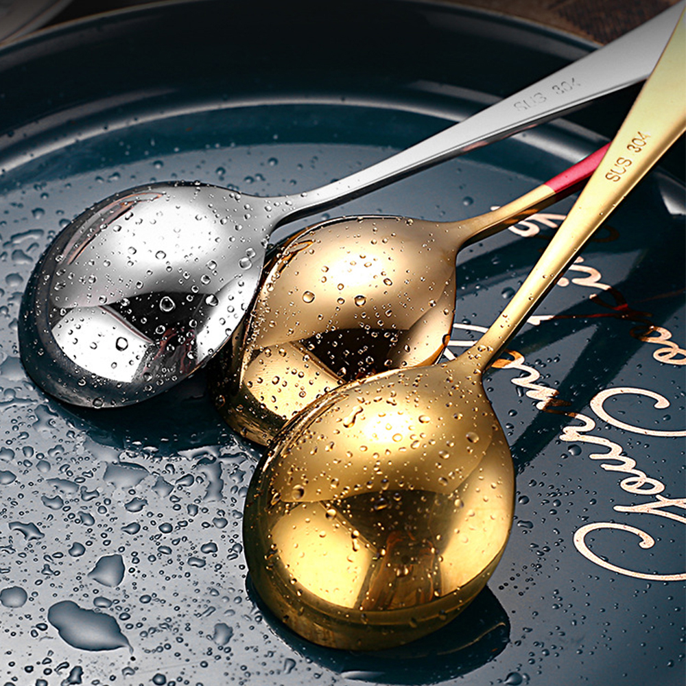 3 PCS Stainless Steel 304 Teaspoons Korean Cute Coffee Spoon Tableware Dinnerware Kitchen Dessert Spoon Serving Set