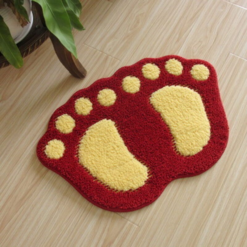 60X40CM Big Feet Bath Mat Suction Non-slip Sucker Bathing Bathroom Floor Doormat Kitchen Door Mat Pad: Red bath mat