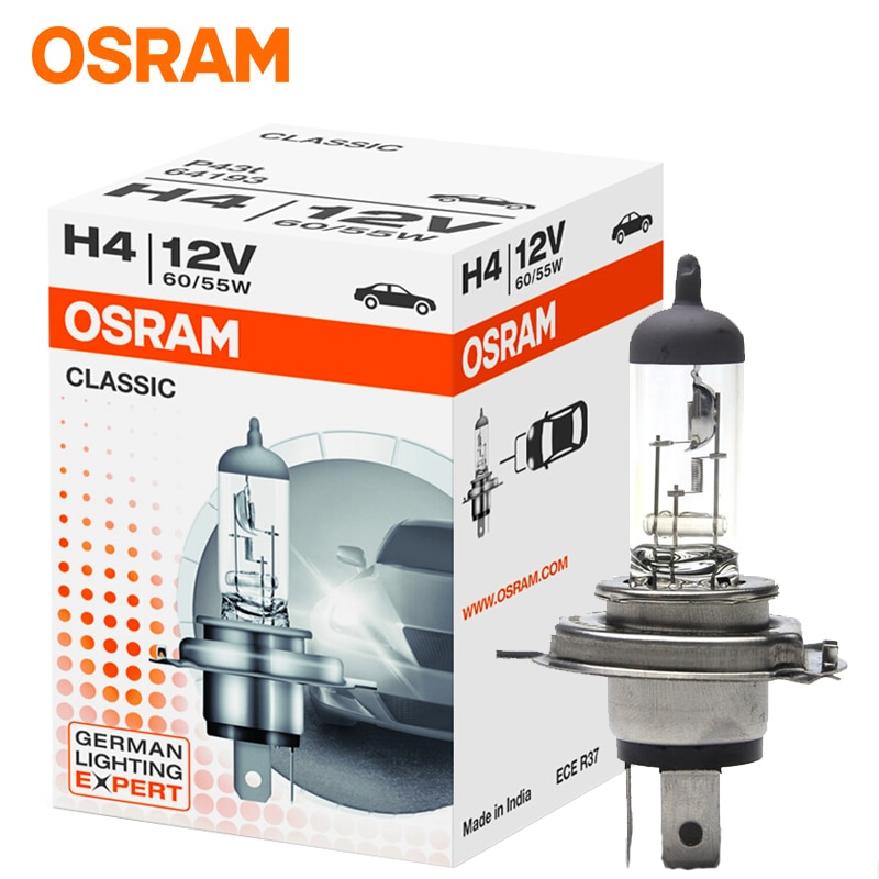 Osram  h1 h3 h4 h7 halogen bilpære forlygte fjernlys nærlys halogenlampe lang levetid 12v 55w biltilbehør