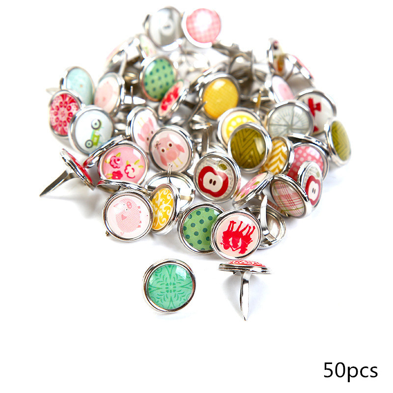 Clous de deux pieds en métal 50/100 pièces | Pointes de strass, matériel artisanal pour enfants, accessoires Scrapbooking, attache de décoration pour Brads: Epoxy nails 50pcs