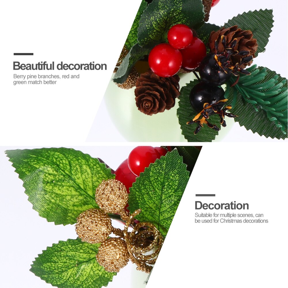 5pcs DIY Christmas Greeting Cards Decoration Simulation Pine Cone Branches