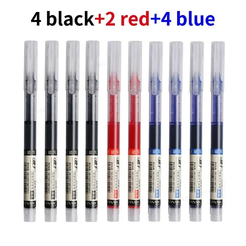 10Pcs/set Needle Type Gel Pens Straight Liquid Ballpoint Pen Kawaii Stationery School Office Supplies Writing: Yellow