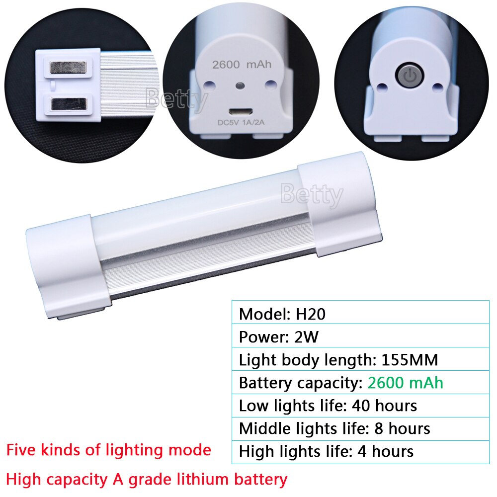 7W Rechargeable Wireless multi-function led camping lamp Track/magnet fixed SMD 5730 LED Tube Emergency lights