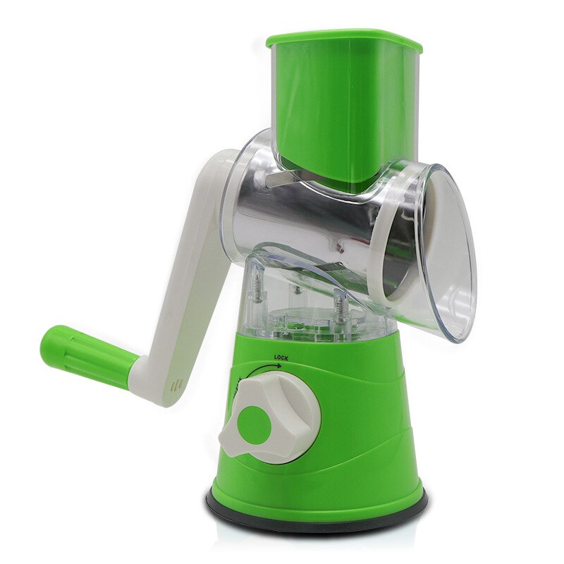 Multifunctionele Groentesnijder Fruit Slicer Rasp Shredders Afvoer Mand Snijmachines Handleiding Plantaardige Spiral Mandoline Slicer: green