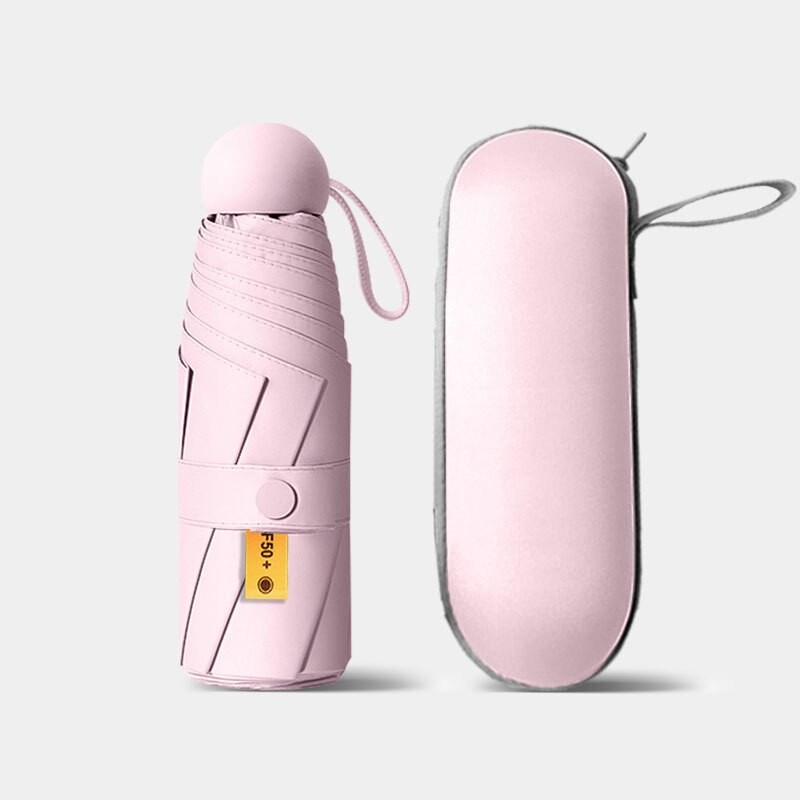 Mini Five-fold Ultra-light Compact Portable Capsule Sun Umbrella Female Sunscreen UV Protection Sunshade Umbrella Dual-use: Pink