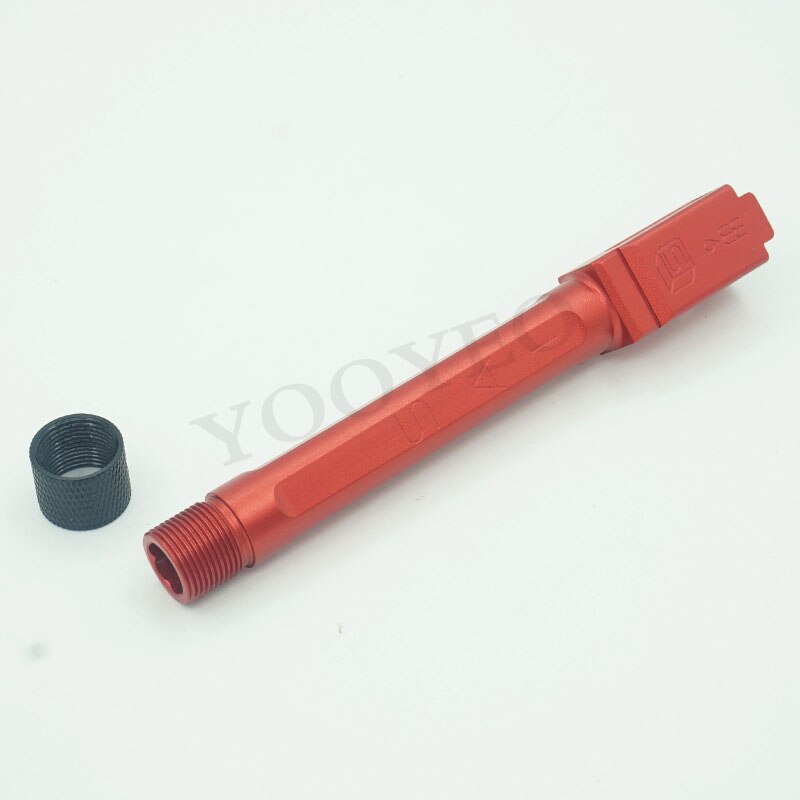 G18C &amp; G17 Gen3 &amp; 9x19 BARREL M14x1LH WE G17 Gen4 GlockGen3 SAI CNC tubo esterno nero rosso argento: Red
