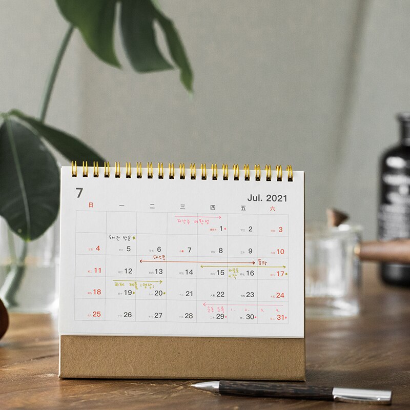 Muji stil skrivebords kalender diy bærbare skrivebords kalendere daglig tidsplanlægning årlig dagsorden arrangør  .08.12