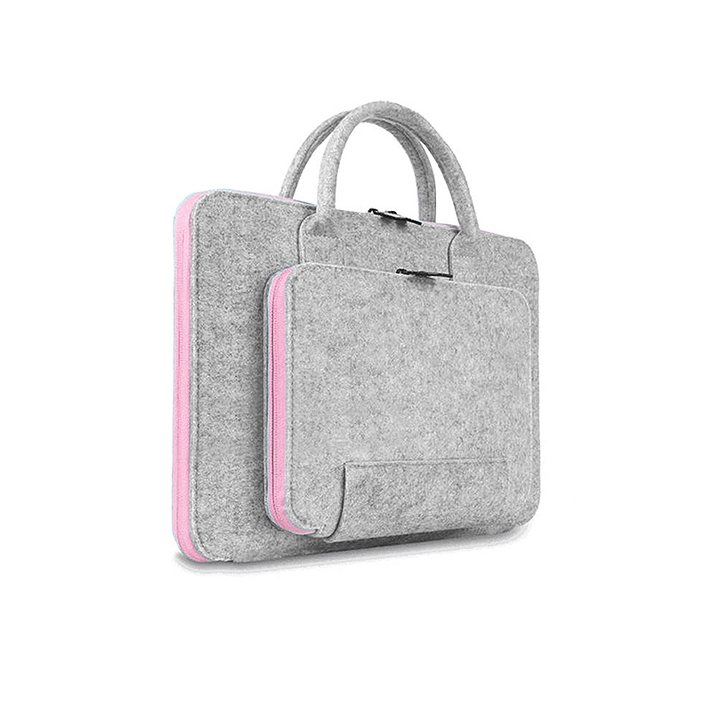 Wool Felt Laptop Bag For Mac 11 13 15 17 Mouse Bags Briefcase for Macbook Air Pro Retina For Lenovo Notebook Sleeve Case: pink and gray / 13-inch