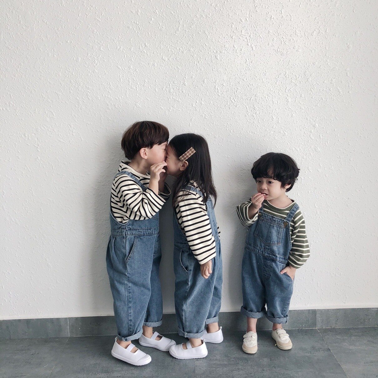 5444 Children Suspender Pants Spring Autumn Baby Boys Girls Jeans Cute Sisters and Brothers Jeans 1-9Years Kids Overalls