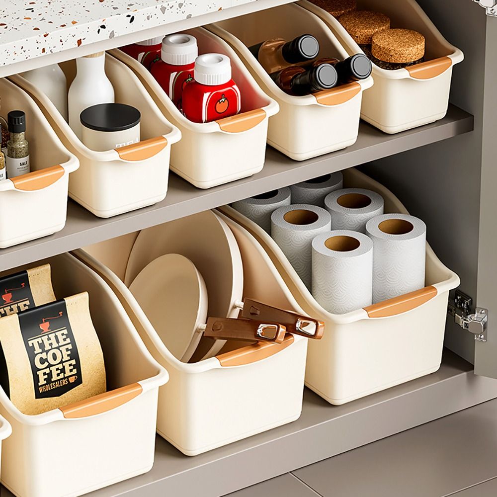 Plast oppbevaringsboks skuffstil multifunksjonell snacks krydderkurv med bunntrinse diverse sorteringskurv