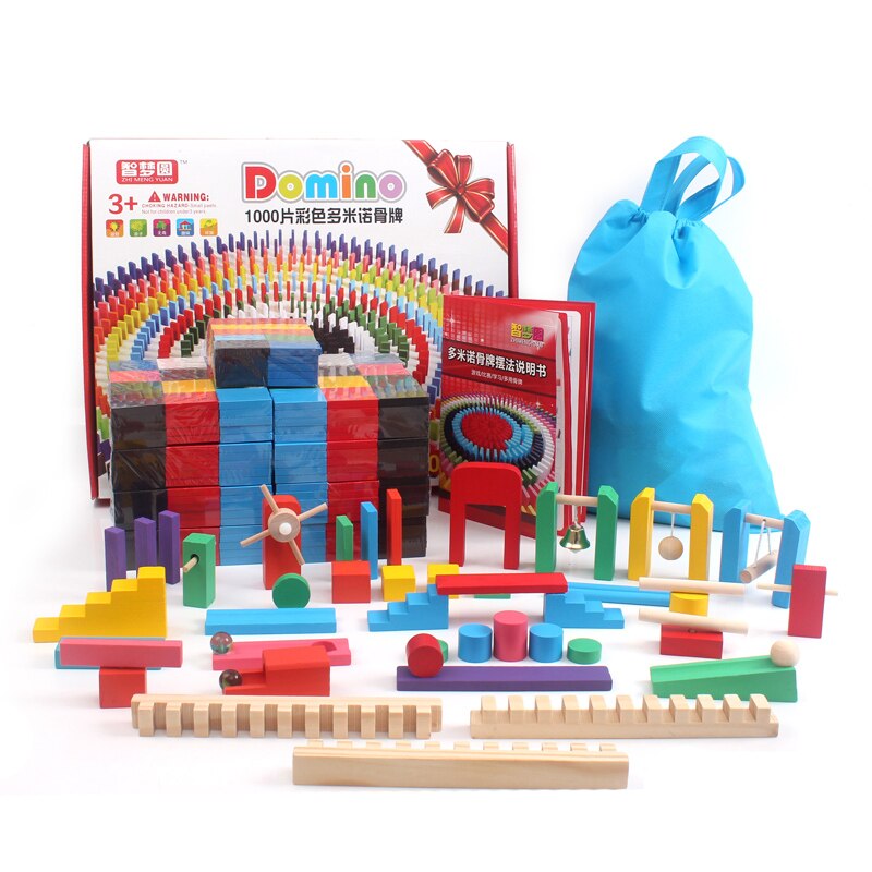 Wooden mechanism domino children toy Puzzle block toys Game 1000 PCS