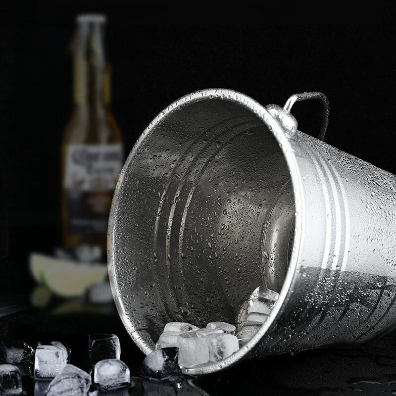 2 Pack Stainless Steel Ice Bucket with Handle Ice Square Container for Wine Champagne Beer Party Bar Tools