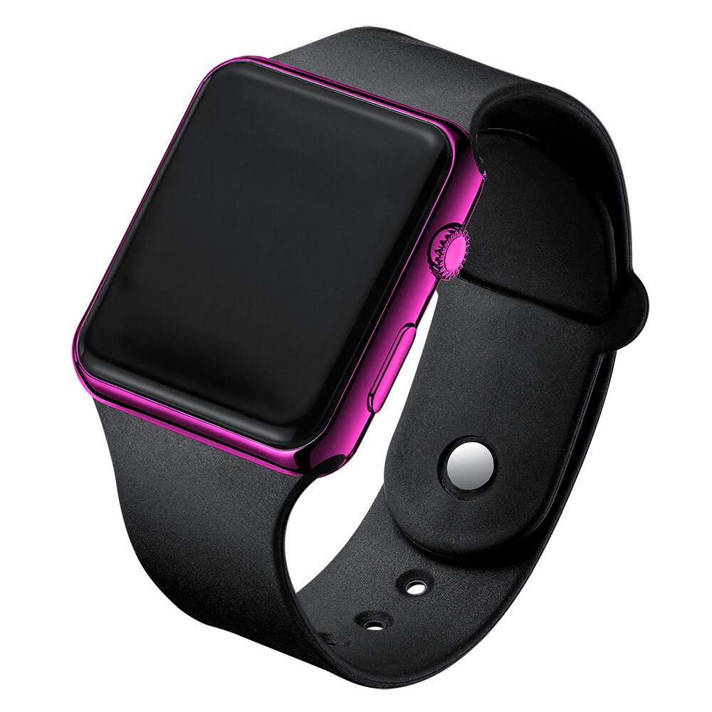 LED Digital Watch Men Reloj hombre Electronic Casual Watch for men Silicone Male watch Montre homme Simple Men Watch: Black Rose