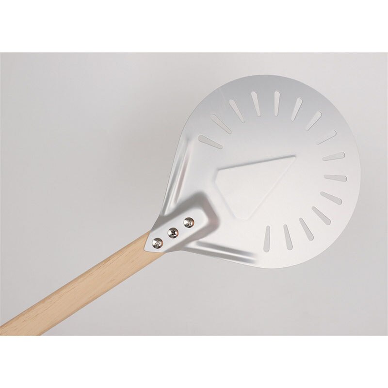 Pizza Draaien Kleine Pizza Schil Paddle Korte Ronde Pizza Tool Non Slip Houten Handvat 8 9 Inch Geperforeerde Pizza Schop aluminium