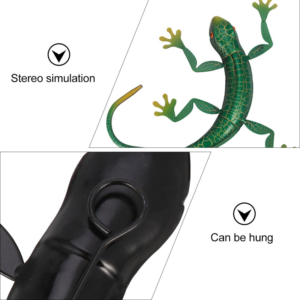 1pc metal gekko 3d væg kunst skulptur indretning indendørs udendørs hængende ornament
