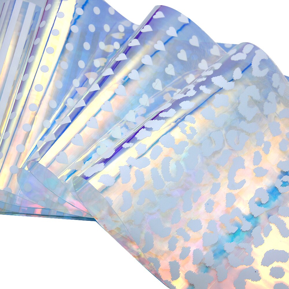 20*34cm Transparent Holographic PVC Sheet Geometric Clear Vinyl Sheet DIY Craft,1Yc7203