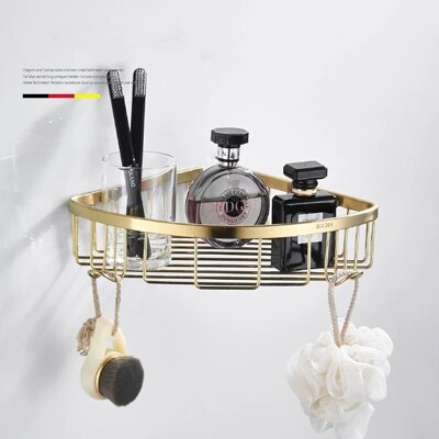 Senlesen Gold pinsel Badezimmer zubehör einstellen Gold Durcheinander Haken Handtuch Schiene Gestell Bar Regal Papier Halfter Zahnbürste Halfter Schlecht: Single Ecke Korb