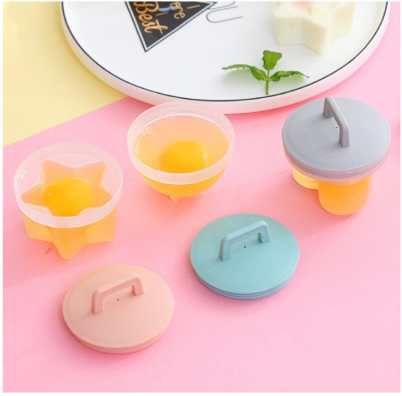 ANAEAT 4 Pcs/Set Plastic Egg Poacher Set Kitchen Egg Cooker Tools Egg Mold Form With Lid Brush Pancake