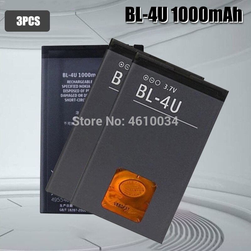 BL-4U BL4U Bl 4U1000mAh Li-Polymeer Telefoon Batterij Voor Nokia 3120c 5250 206 515 5330 5530XM Xpressmusic 5730 6212c: 3pcs