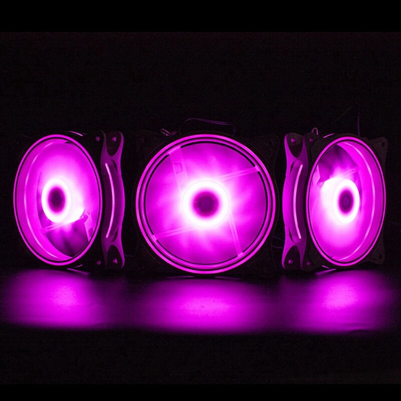 4 Pin 120mm Cool Fan Pc Fans 3 Aperture Interntl External Pink LED Large Air Volume Silent Fan for Pc Cooling 3 Pack