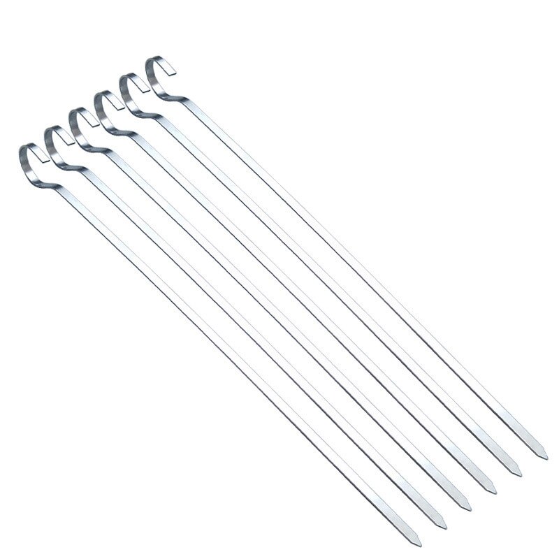 Återställbara grillspett i rostfritt stål bbq nålgrill shish kabob pinnar platt köttverktyg bbq gafflar tillbehör 30cm/11.81 "