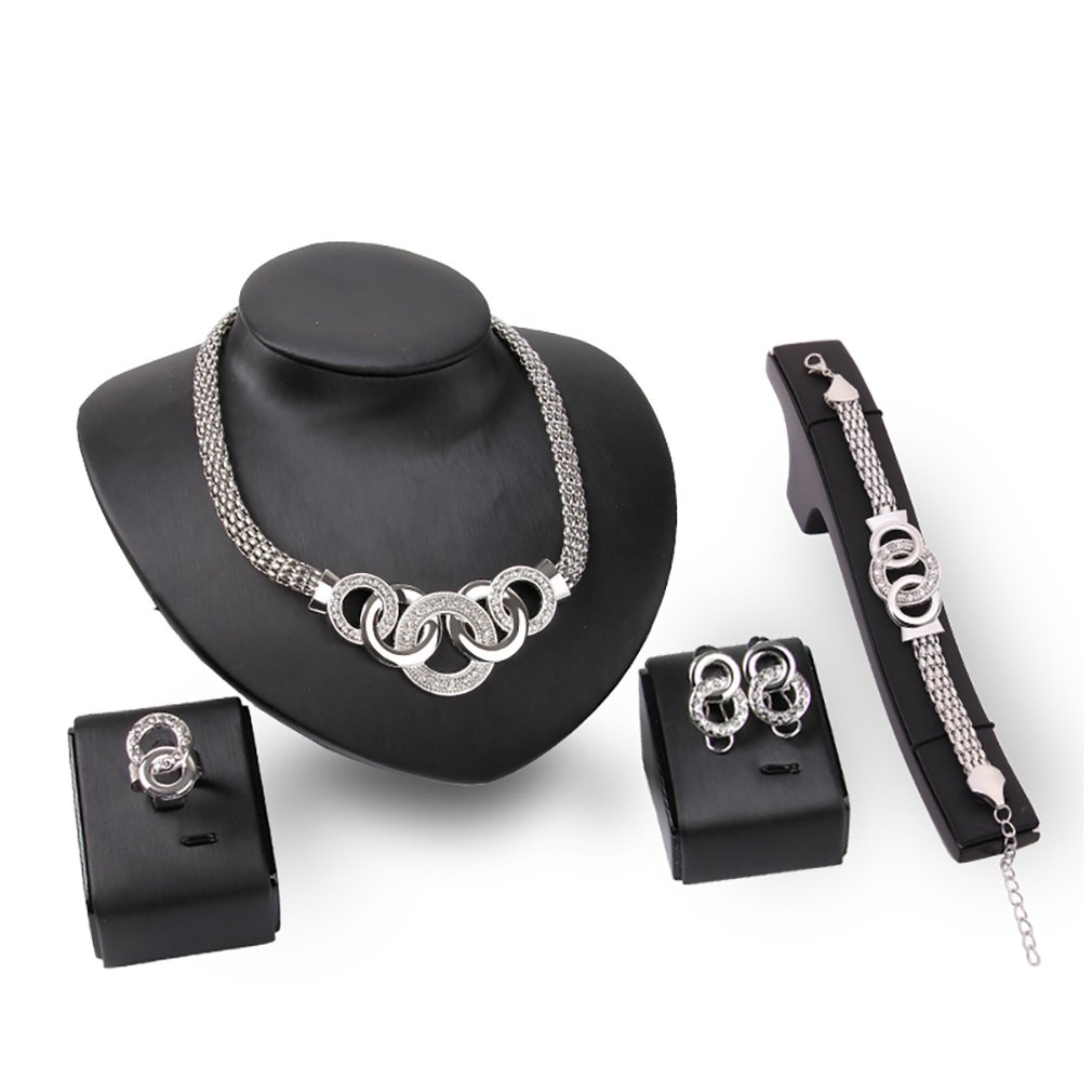 Oor Nagel Ketting Vier Stukken Pak Verzilverd Legering Oorbellen Water Hanger Sieraden Vrouwen Kit