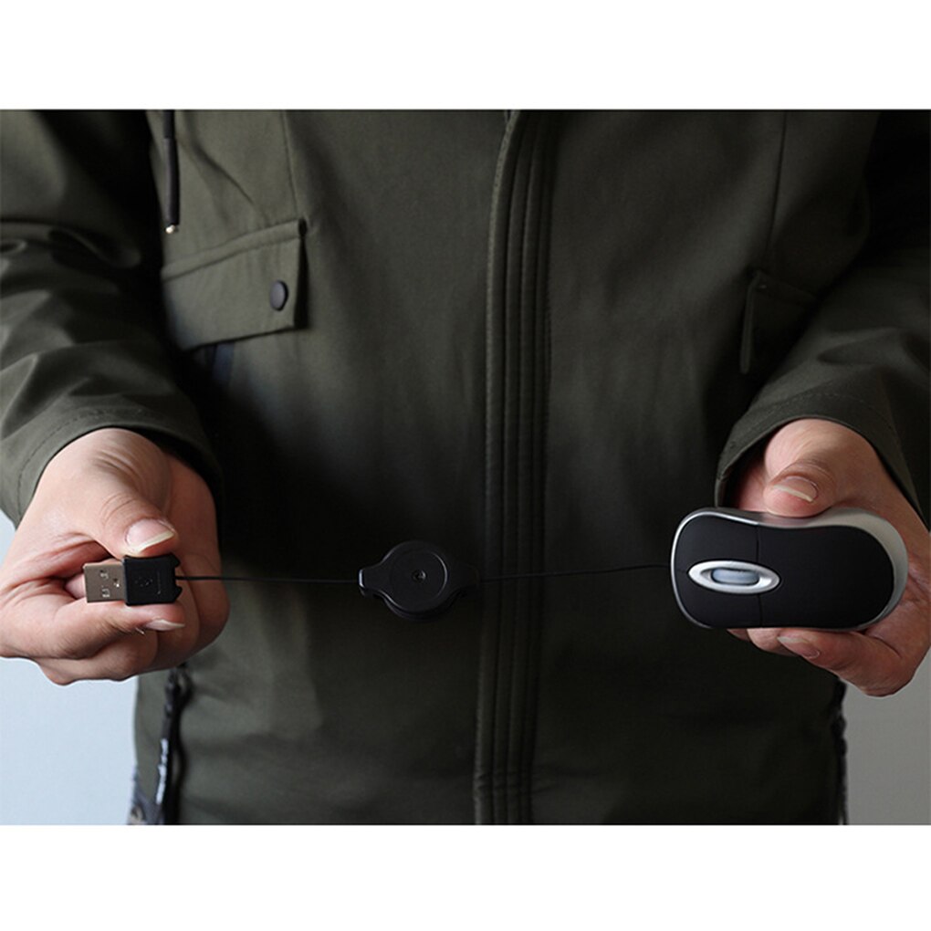 Mini souris optique filaire Portable, câble rétractable USB, souris de jeu d'ordinateur, souris ergonomique pour ordinateur Portable