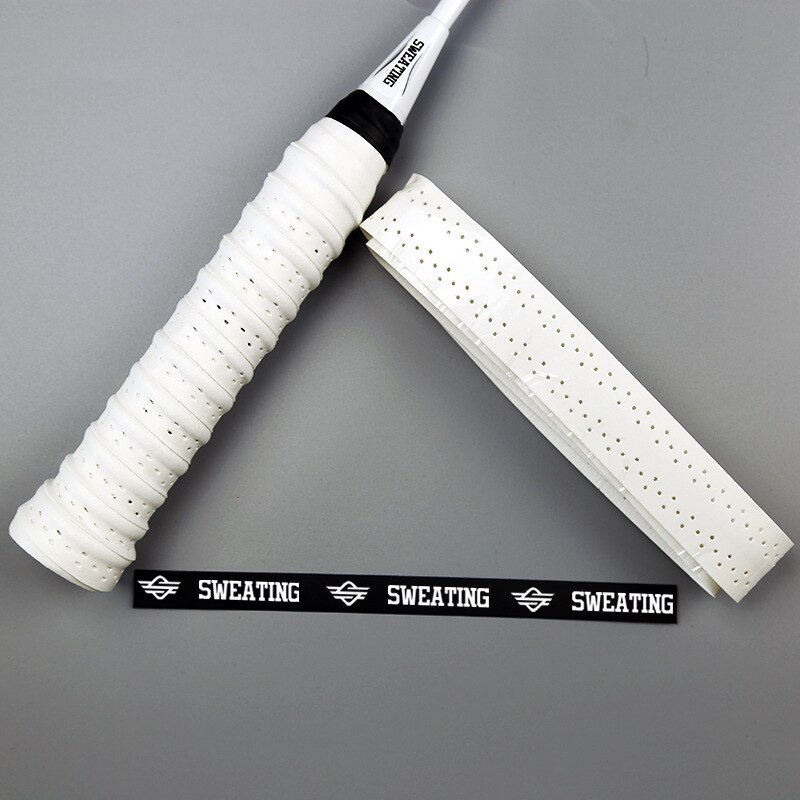 Raquette de Badminton Grip bande raquette à tricoter canne à pêche poignée perforée anti-dérapant absorbant la sueur: Knitting Grip Tape  White