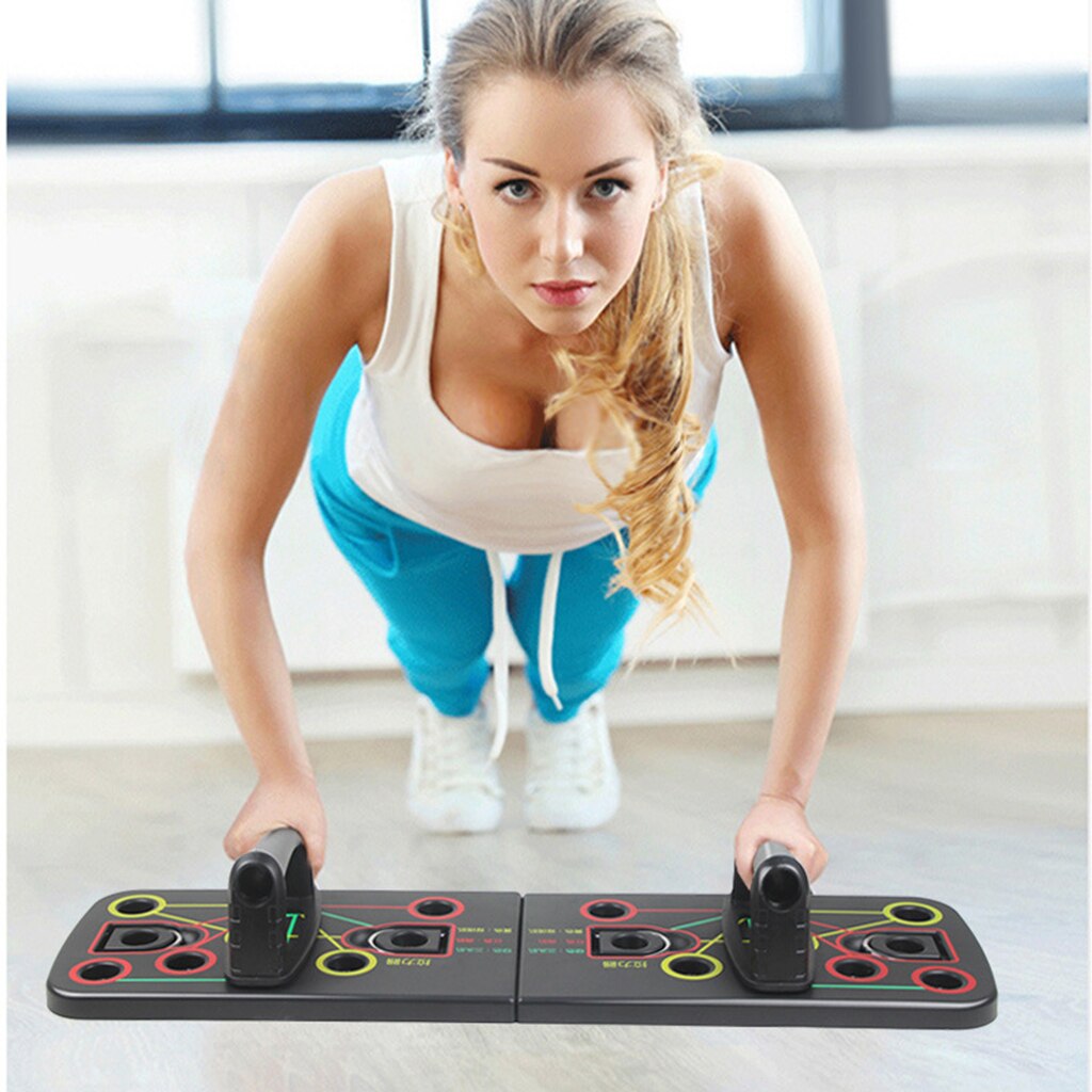 Opvouwbare Push Up Board + Handgrepen Fitness Workout Set Voor Mannen Vrouwen Indoor Home Gym Oefening Fitness Core Krachttraining