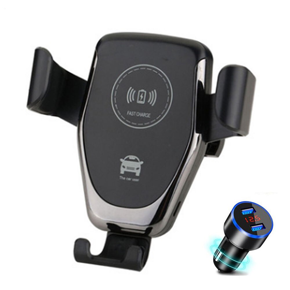 Bezprzewodowa ładowarka QI 10W telefon komórkowy szybka ładowarka uchwyt uchwyt samochodowy powietrze kratka wentylacyjna uchwyt telefonu dla iPhone XS XR X 8 Samsung Huawei: z usb ładowarka