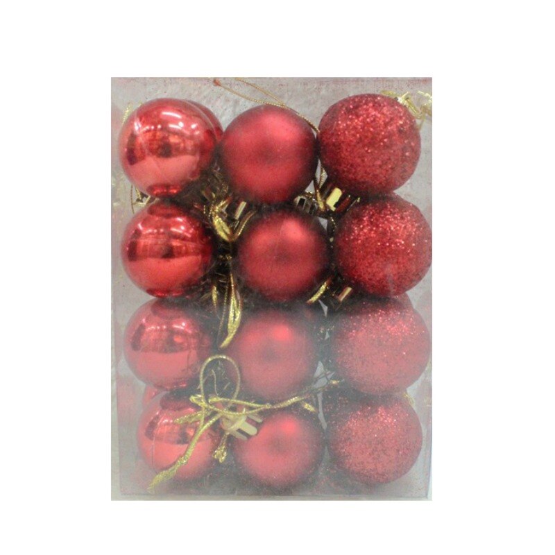 24Pcs Christmas Balls Christmas Tree Decoration Balls Plastic Plating Ornaments Home Garden Festive Party Supplies: Red