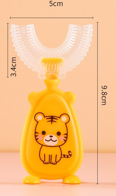 2-8Y Cute Animal Kids spazzolino a forma di U spazzola in Silicone per bambini 360 spazzolino da denti filo per bambini spazzolino da denti U spazzolino da allenamento