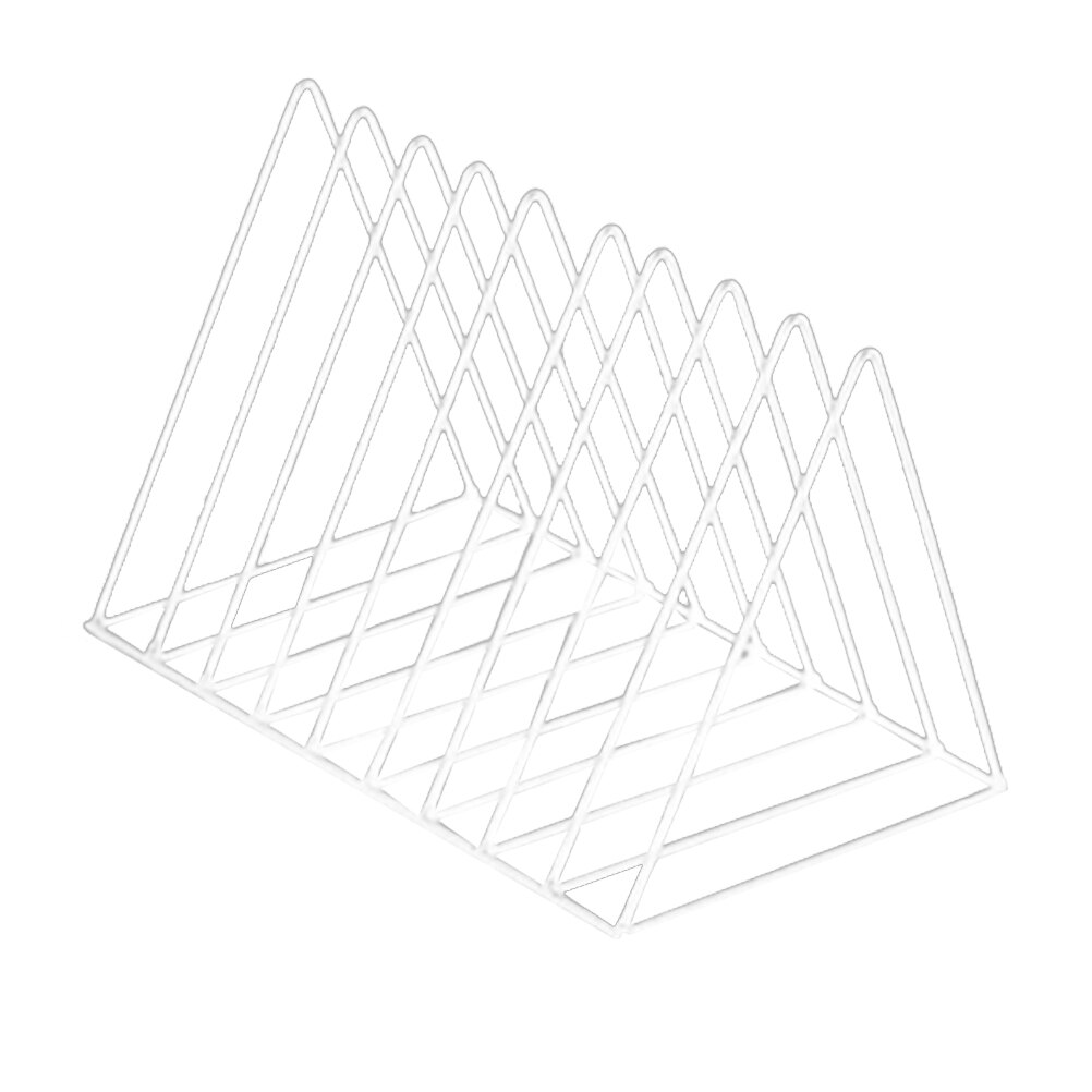 Driehoekige Desktop Boek Rek Moderne Metalen Wire Boekenplank Eenvoudige Magazine Holder Rack voor Home Office (Wit)