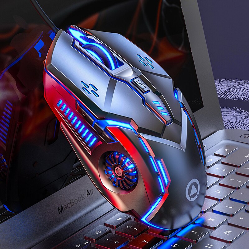 Gaming Mouse Silent Click USB Optical Wired PC Laptop Computer 4800DPI Ergonomic Mice with 6 Programmable Buttons