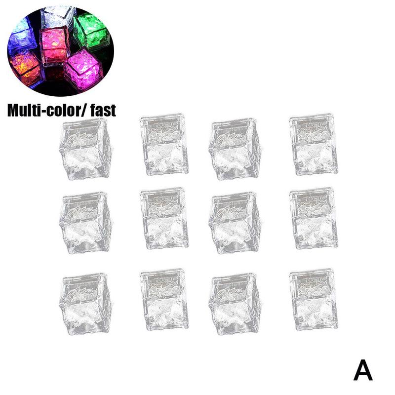 Cubo de hielo brillante para fiestas, Bola de neón parpadeante, suministros de vino para vacaciones, decoración de Navidad, luz de boda, 12 Uds.: A