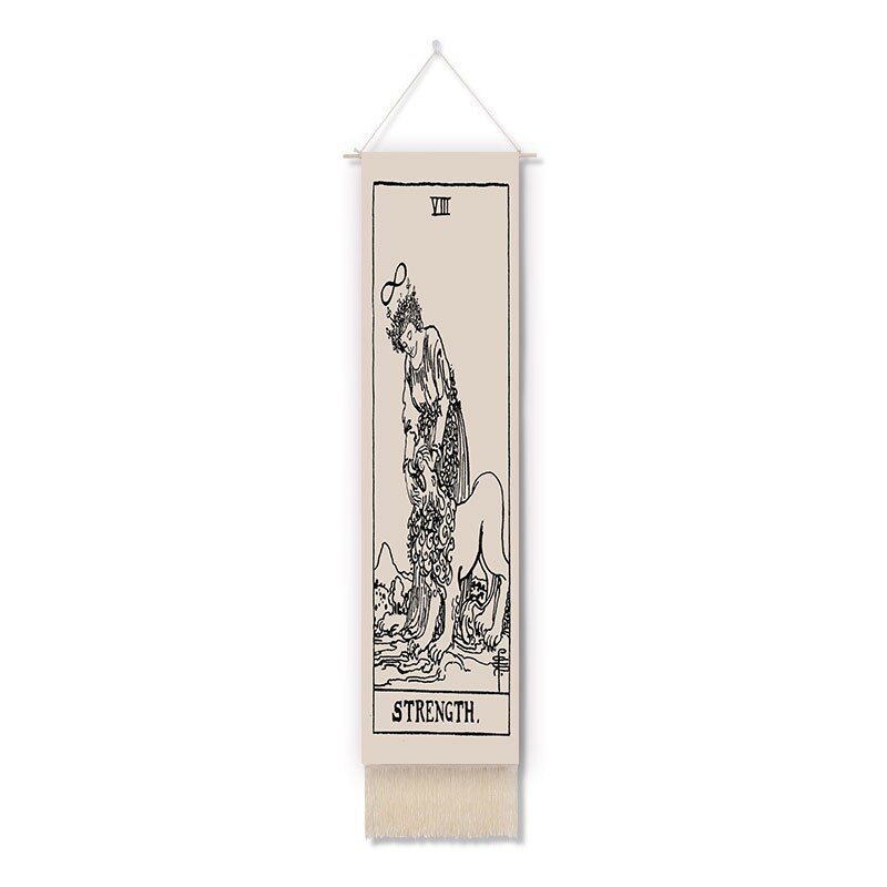 Tapiz de pared de Tarot de Luna nocturna, Mandala, decoración del hogar, imágenes colgantes de dormitorio, diagrama de eje de algodón y lino de macramé