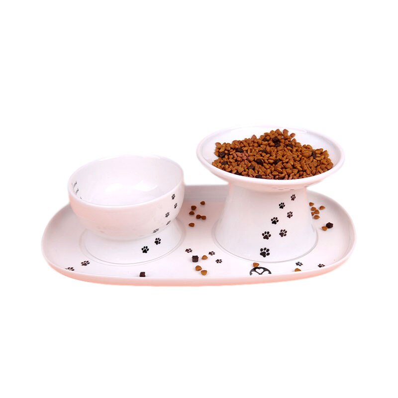 1PC bol pour animaux de compagnie mignon dessin animé mangeoire pour animal domestique haut-pied bouche unique antidérapant en céramique chien chat nourriture bols animaux de compagnie boire alimentation conteneur