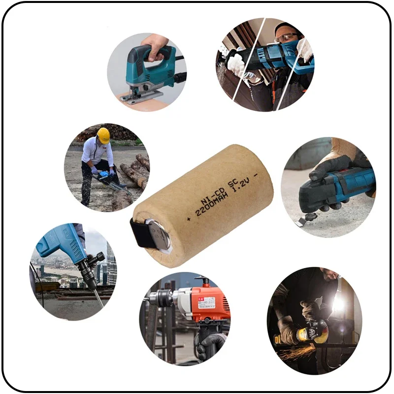Schraubendreher Elektrische Bohrmaschine SC-Batterien 1,2 V 2200 mAh Sub C Ni-Cd-Akku mit Lasche Elektrowerkzeug NiCd SUBC-Zellen