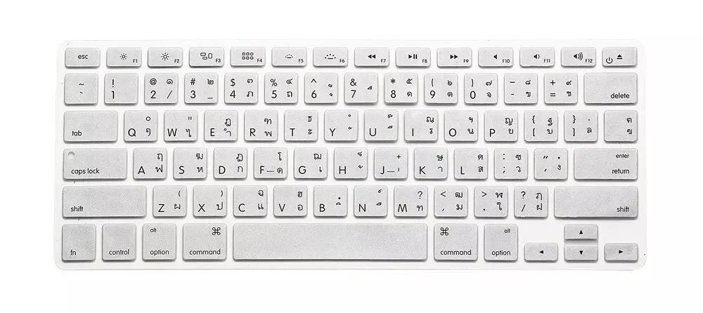 Thai us keyboard cover skin til macbook air 13 15 pro retina 13.3 15.4 thailand keyboard protector til apple mac book keyboard: Sølv